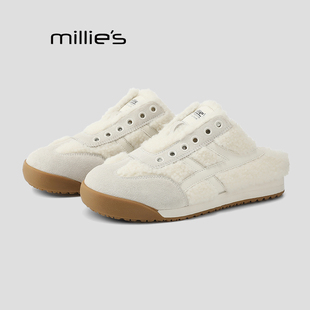 外穿羊羔毛厚底鞋 妙丽毛毛老爹鞋 加绒包头休闲鞋 女冬季 MILLIE