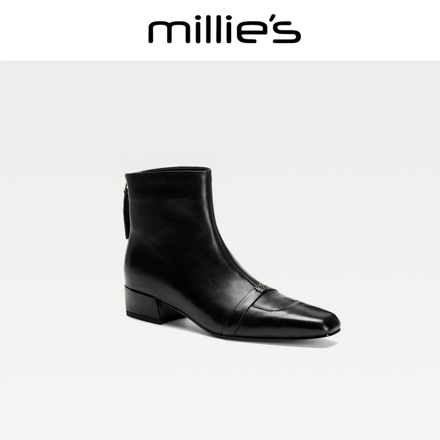 MILLIE'S/妙丽2026新款时尚通勤马丁靴女款英伦风短靴粗跟靴子CZ