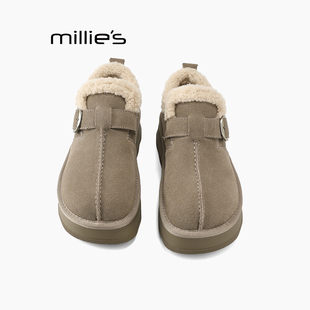 休闲鞋 妙丽秋冬新款 驼色雪地靴轻便羊羔绒时尚 低帮女鞋 MILLIE