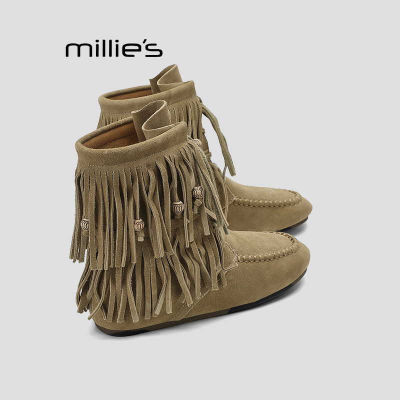 MILLIE'S/妙丽真皮中筒靴巨好看