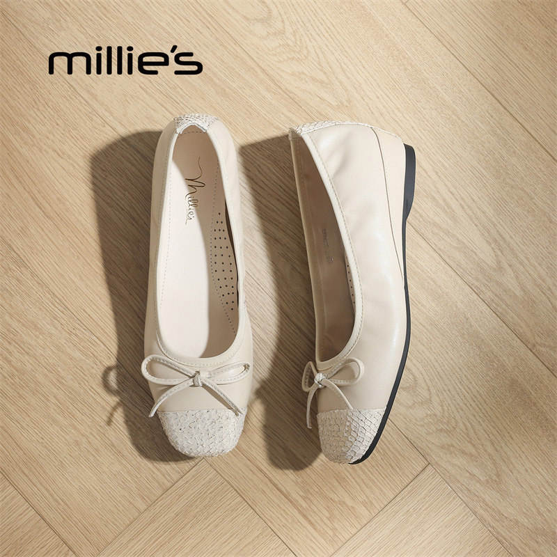 妙丽官方旗舰店女鞋方头平底一脚蹬温柔优雅浅口单鞋2025夏新款,女鞋,深口单鞋,淘宝优惠券,粉丝福利购,淘宝优惠卷