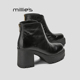 妙丽厚底增高短靴女复古显瘦2026秋冬新款 MILLIE 真皮马丁靴HQ