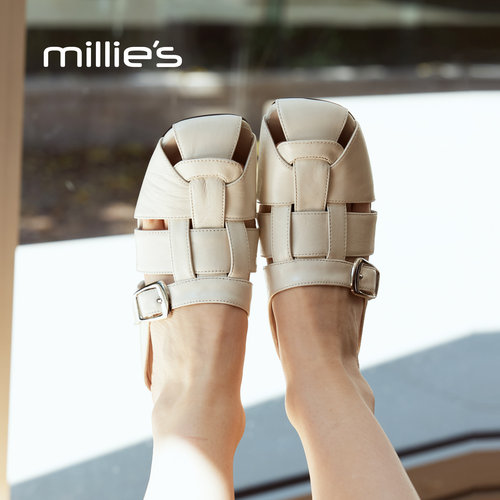MILLIE'S/妙丽真皮复古女鞋