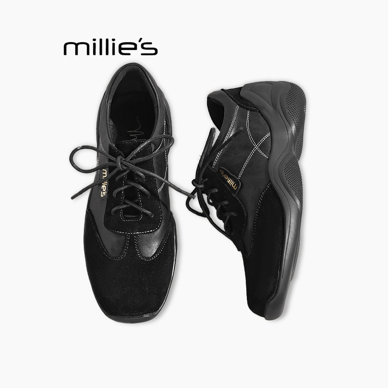 MILLIE'S/妙丽2026新款拼接潮流舒适德训鞋英伦风系带小众设计Z