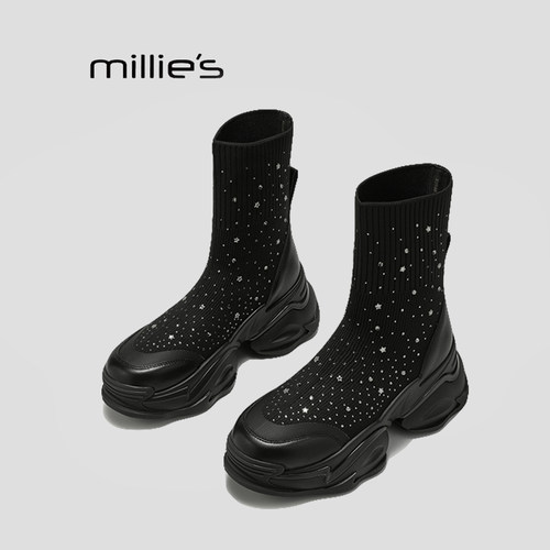 MILLIE'S/妙丽厚底弹力袜子靴