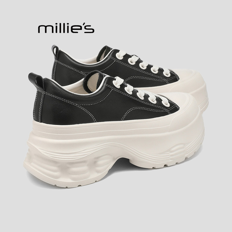 MILLIE'S/妙丽真皮复古德训鞋女