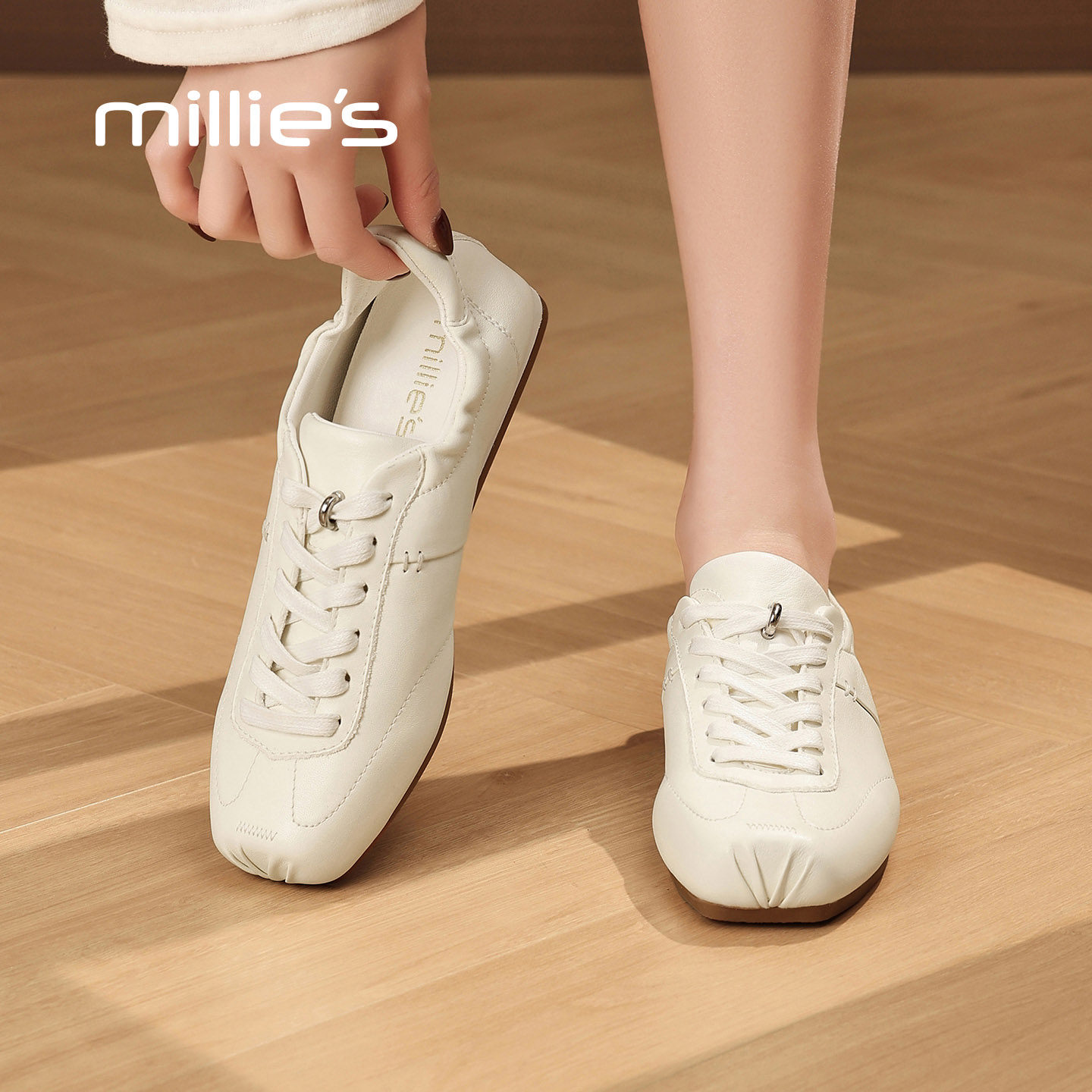 MILLIE'S/妙丽2025新款复古德训鞋女平底休闲运动鞋百搭板鞋Q,女鞋,时尚休闲鞋,淘宝优惠券,粉丝福利购,淘宝优惠卷