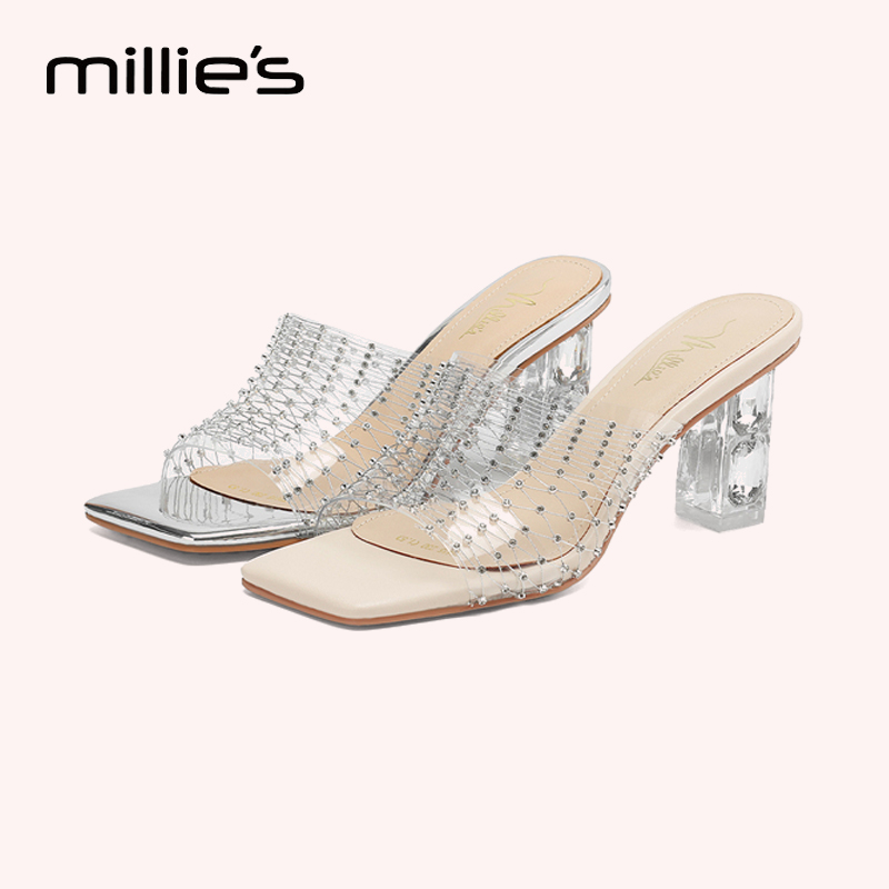 MILLIE'S/妙丽露趾粗跟凉拖