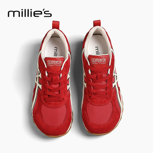 增高不累脚本命年红色德训鞋 MILLIE 女2025秋款 妙丽运动休闲鞋