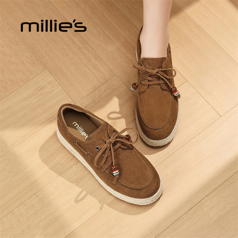 MILLIE'S/妙丽真皮厚底渔夫鞋