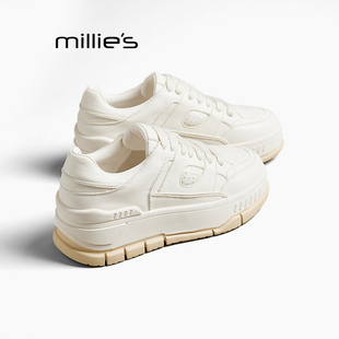 运动休闲面包小白鞋 MILLIE 超火时尚 妙丽圆头厚底轻奢简约爆款