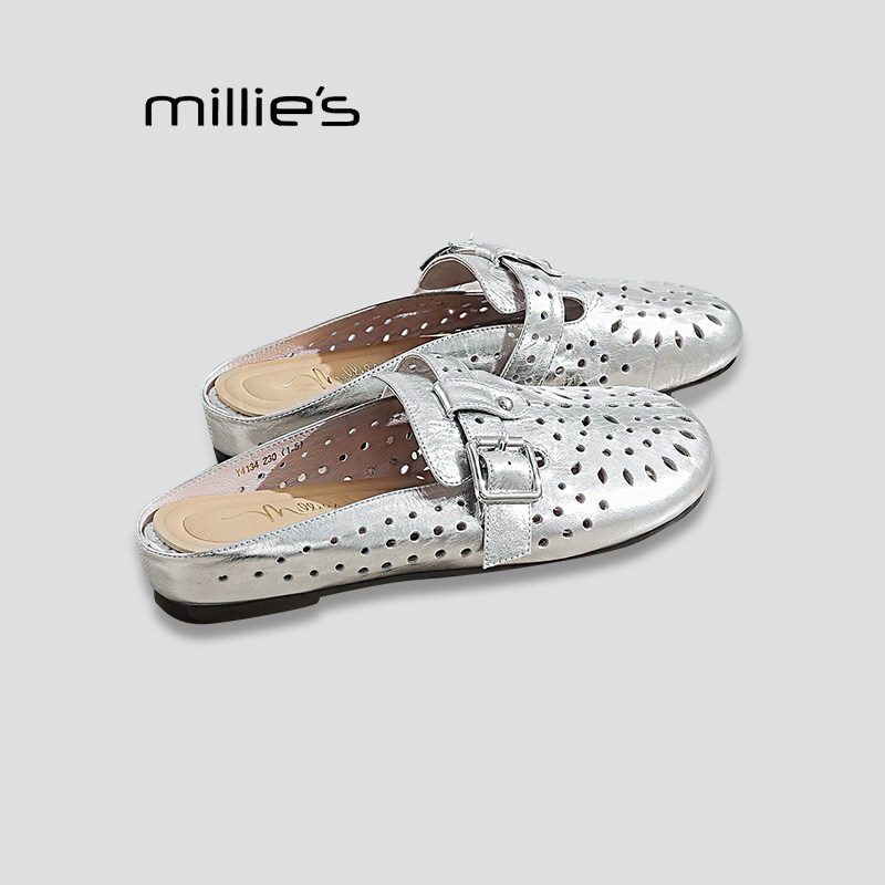 MILLIE'S/妙丽镂空包头拖鞋女款绝美一脚蹬勃肯鞋懒人鞋夏季新款P