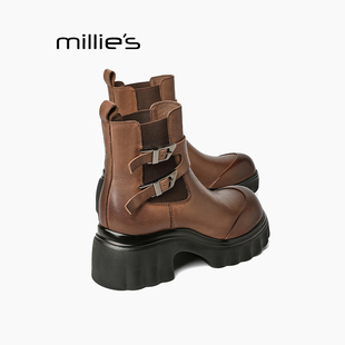 皮带扣英伦风百搭短靴时装 妙丽厚底增高马丁靴新款 靴Z MILLIE