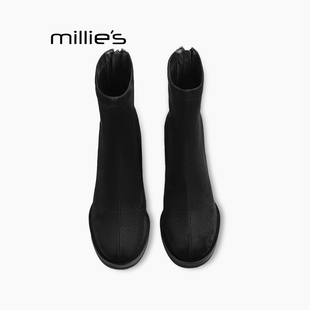绒面粗跟百搭切尔西靴女短靴马丁靴女Z 妙丽2025秋冬新款 MILLIE