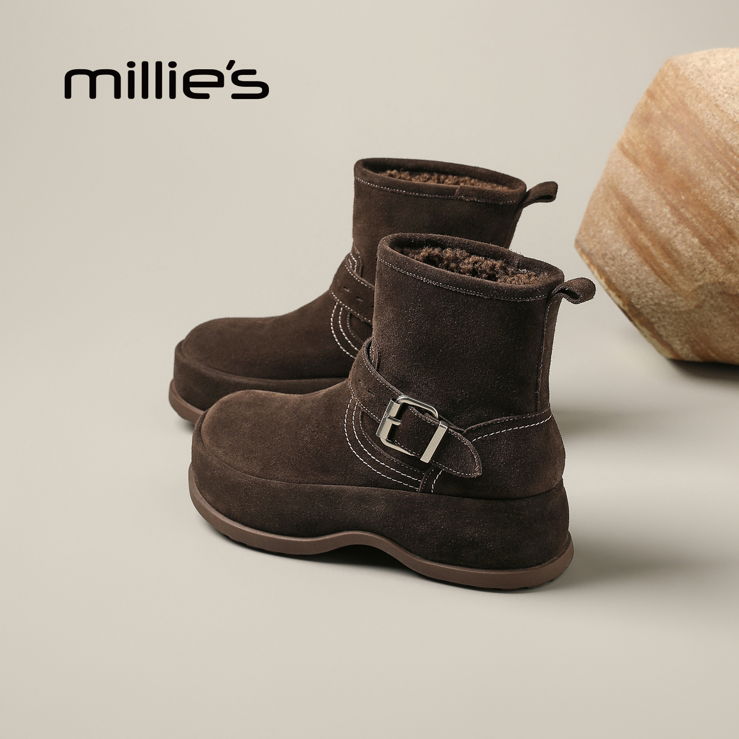 妙丽真皮厚底雪地靴巨好看