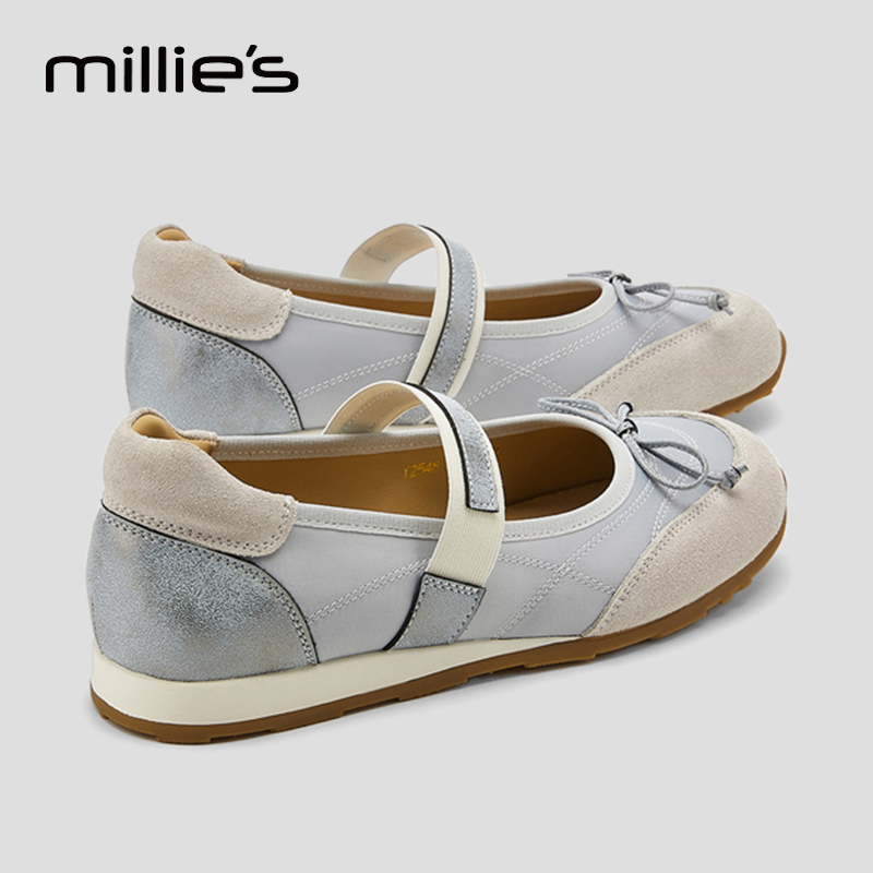 MILLIE'S/妙丽真皮绣花浅口单鞋