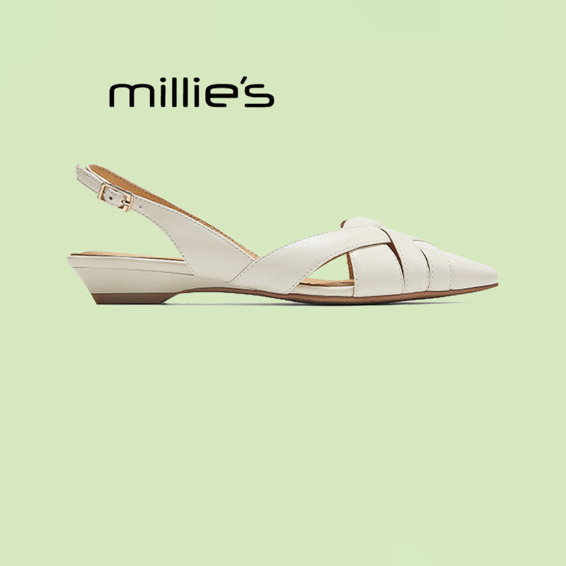 妙丽官方旗舰店羊皮软底包头凉鞋新款夏季不累脚女鞋舒适平底鞋