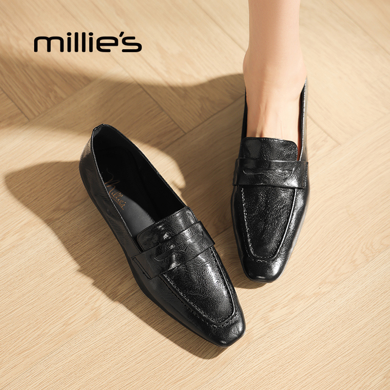MILLIE'S/妙丽真皮复古德比鞋