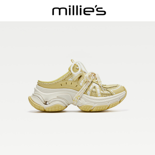 MILLIE'S/妙丽厚底增高老爹鞋网面透气撞色绑带时尚休闲运动鞋CQ