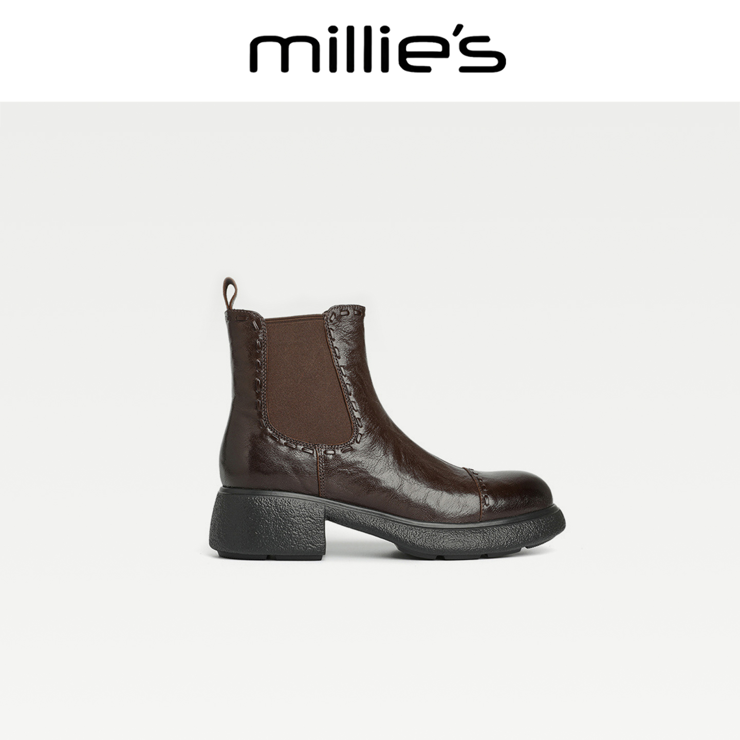 MILLIE'S/妙丽真皮复古马丁靴女