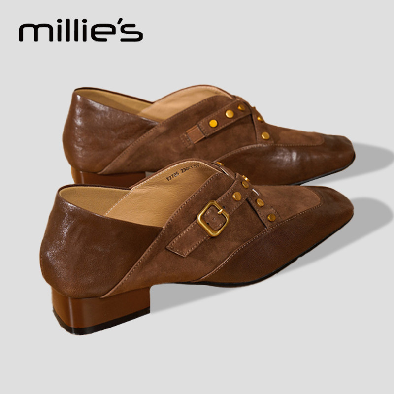 MILLIE'S/妙丽真皮厚底单鞋