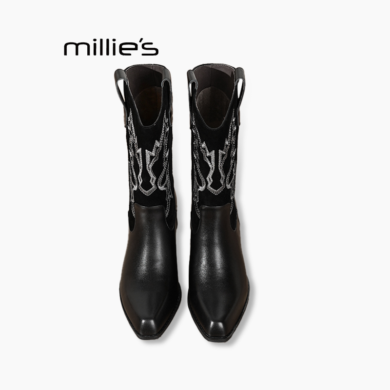 妙丽真皮尖头马丁靴巨好看