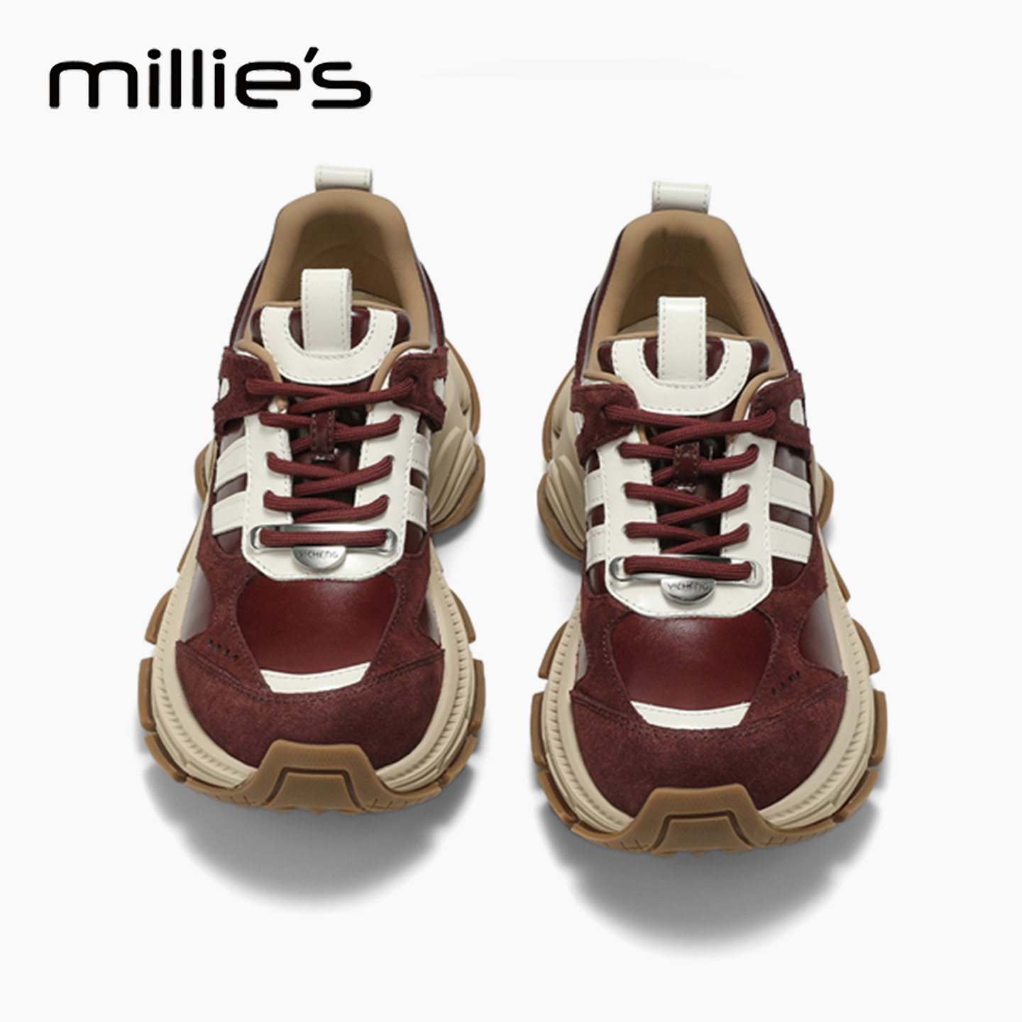 MILLIE'S/妙丽真皮厚底老爹鞋