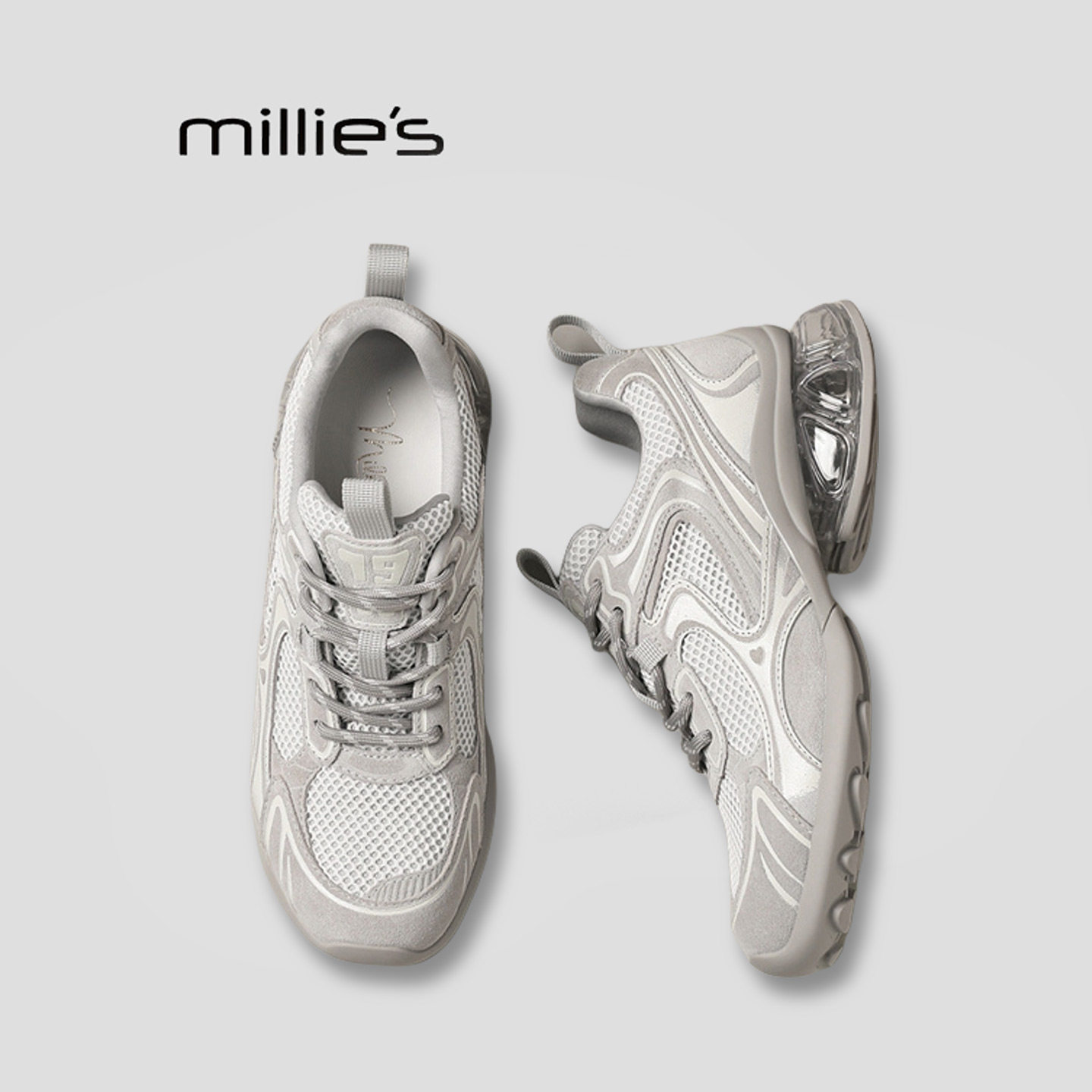 MILLIE'S/妙丽厚底复古老爹鞋女软底不累脚百搭增高休闲运动鞋Q