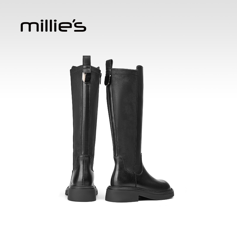 MILLIE'S/妙丽真皮高跟长筒靴