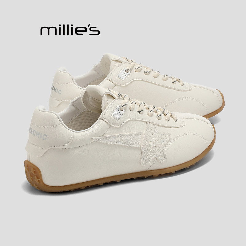 妙丽真皮德训鞋软底小白鞋巨好看