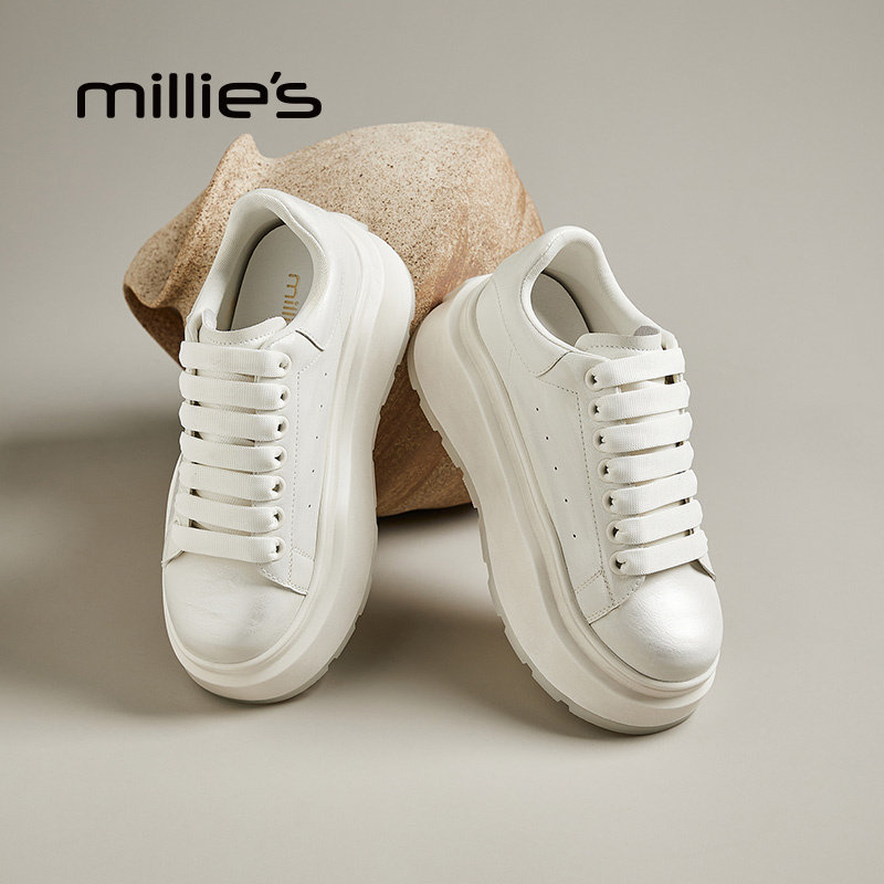 MILLIE'S/妙丽真皮厚底大头鞋