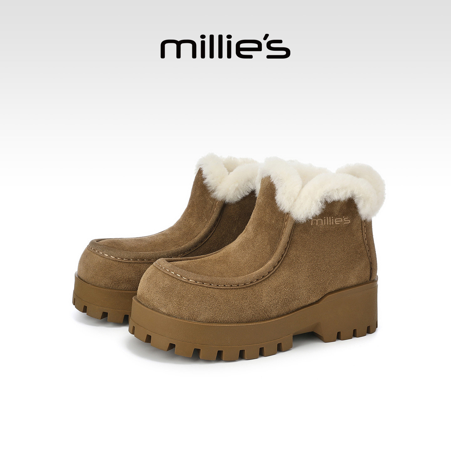 MILLIE'S/妙丽2026新款冬季时尚百搭休闲大棉鞋舒适保暖厚底女靴Z