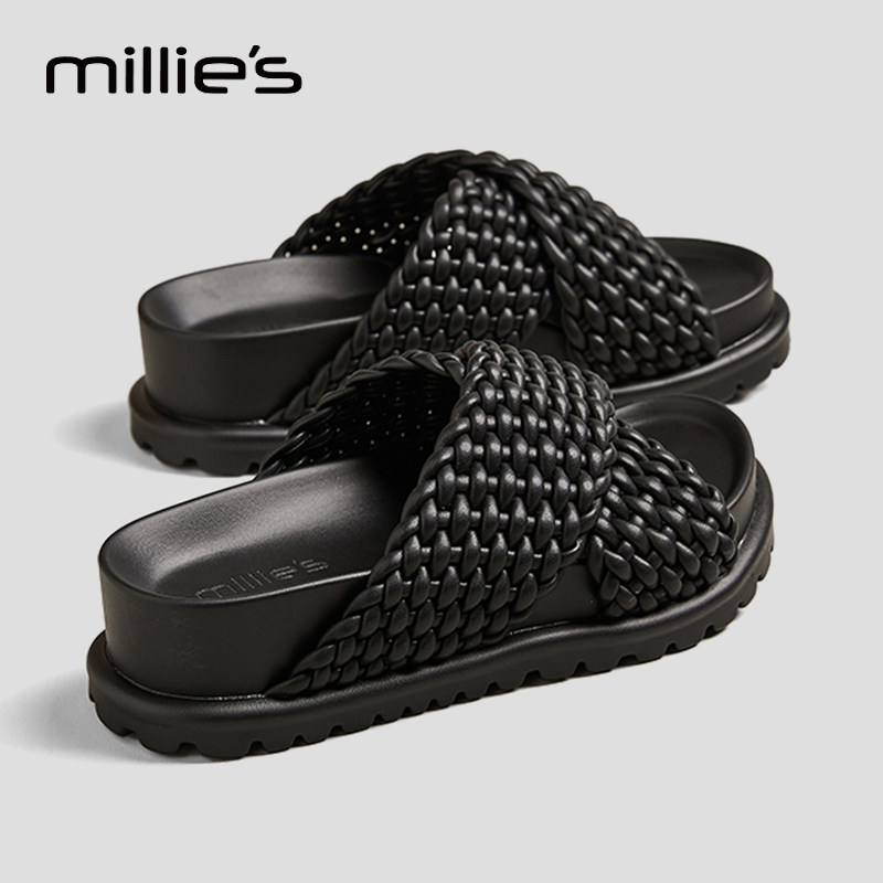 妙丽官方旗舰店慵懒风编织交叉ins凉拖鞋女夏季新款厚底沙滩凉鞋,女鞋,婚鞋,淘宝优惠券,粉丝福利购,淘宝优惠卷