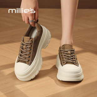 女百搭运动小白鞋 妙丽2025新款 厚底增高休闲板鞋 女Z 秋季 MILLIE