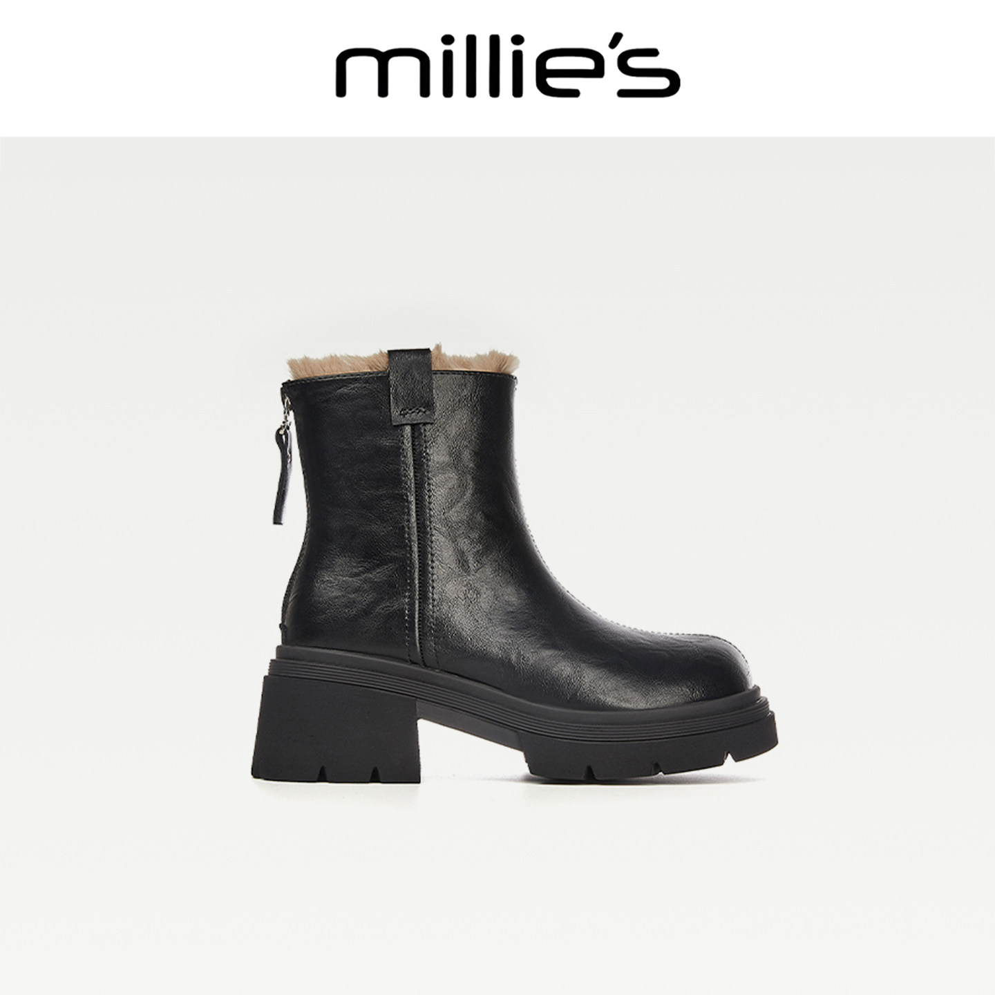 MILLIE'S/妙丽2026新款加绒加厚款雪地靴防水防滑马丁靴女短靴CZ
