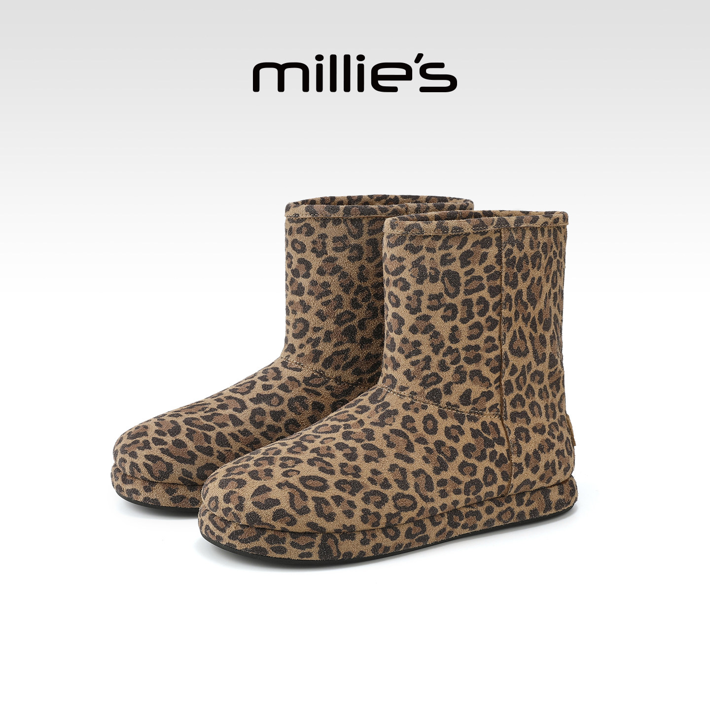 MILLIE'S/妙丽豹纹雪地靴女冬季加绒保暖短靴2026新款加厚棉靴Q