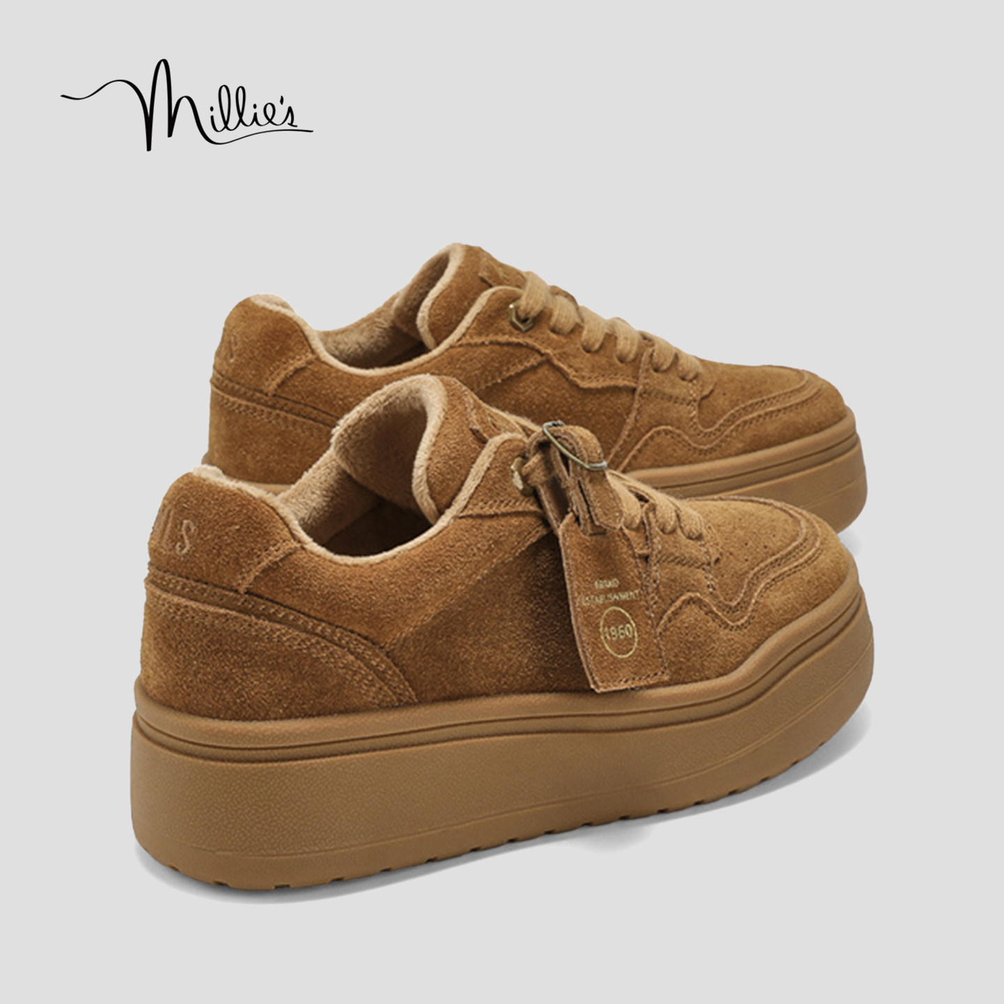 MILLIE'S/妙丽设计滑板鞋女款秋季面包鞋小众厚底增高休闲鞋HQ