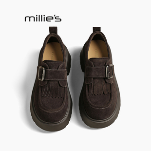 魔术贴单鞋 妙丽粗跟厚底一字带乐福鞋 新款 女2025秋季 MILLIE