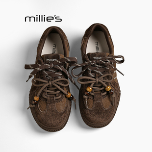女磨砂真皮厚底透气运动跑鞋 妙丽德训鞋 休闲鞋 2025新款 MILLIE