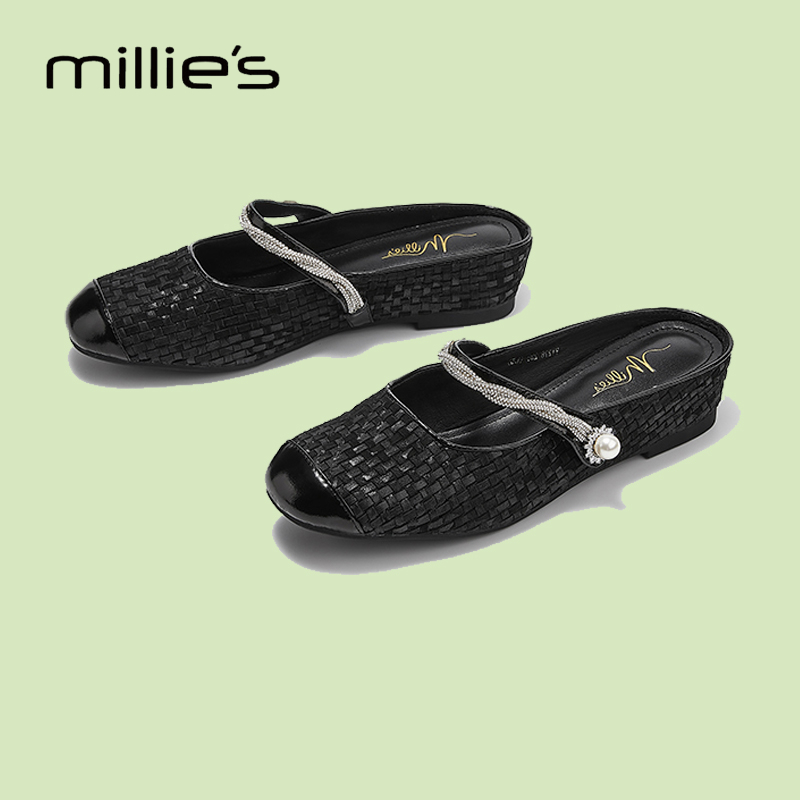 MILLIE'S/妙丽简约百搭低跟凉拖