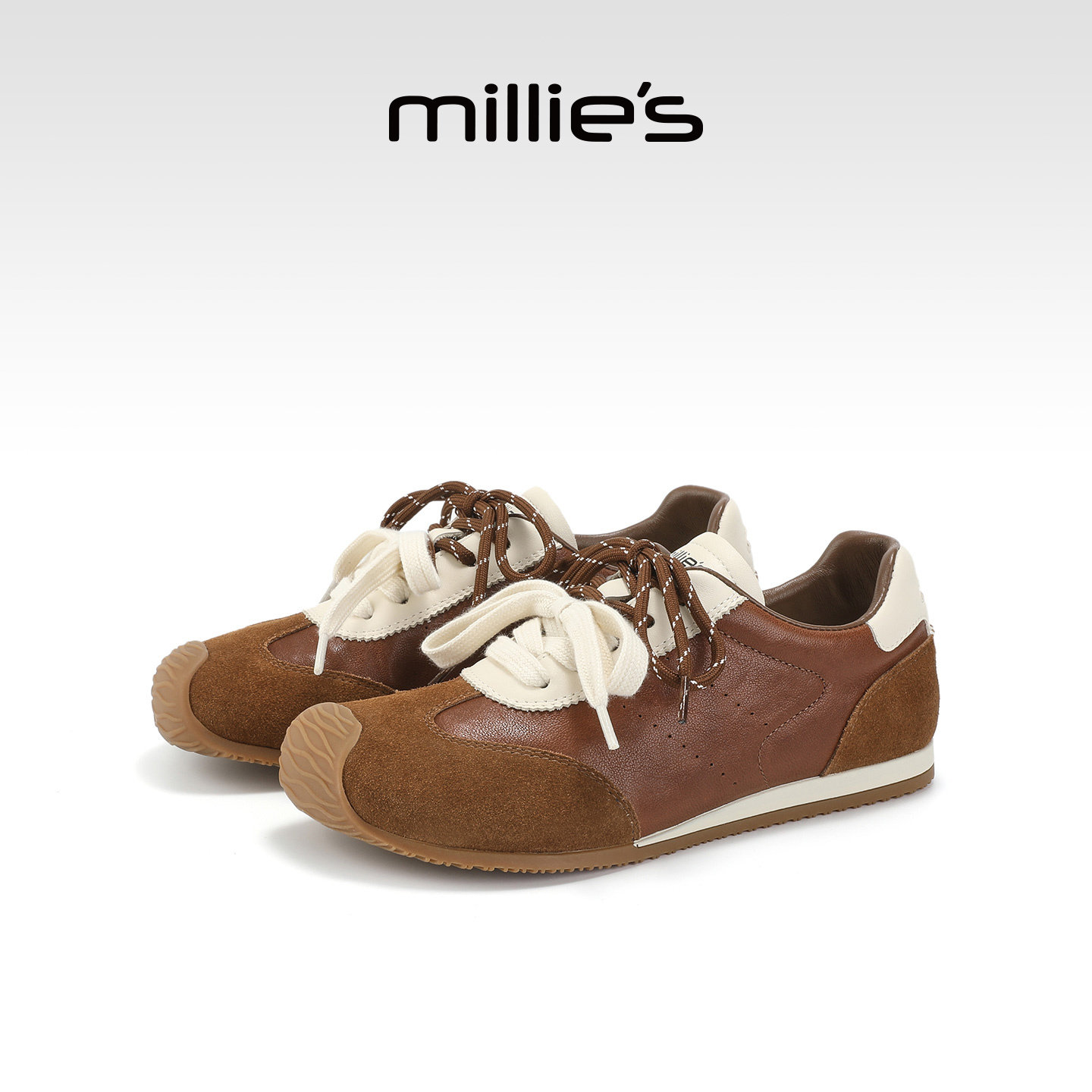 妙丽复古秋冬新款百搭德训鞋女