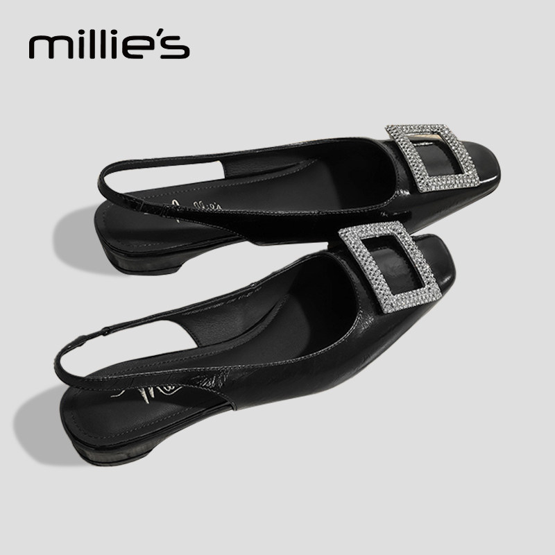 妙丽官方旗舰店包头凉鞋女2026夏新款外穿低跟配裙子一脚蹬不累脚