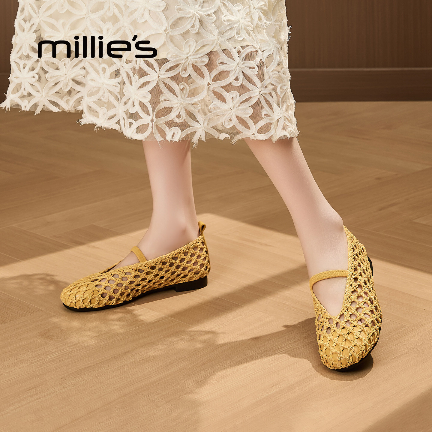 妙丽官方旗舰店女士镂空编织透气凉鞋一字带时尚浅口法式圆头单鞋,女鞋,渔夫鞋,淘宝优惠券,粉丝福利购,淘宝优惠卷