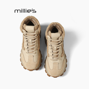 保暖运动鞋 妙丽羊羔毛德训鞋 加绒厚底老爹鞋 女冬季 MILLIE
