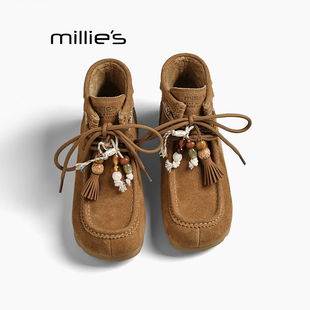 百搭休闲舒适韩版 MILLIE 新款 妙丽秋冬季 系带马丁靴Z