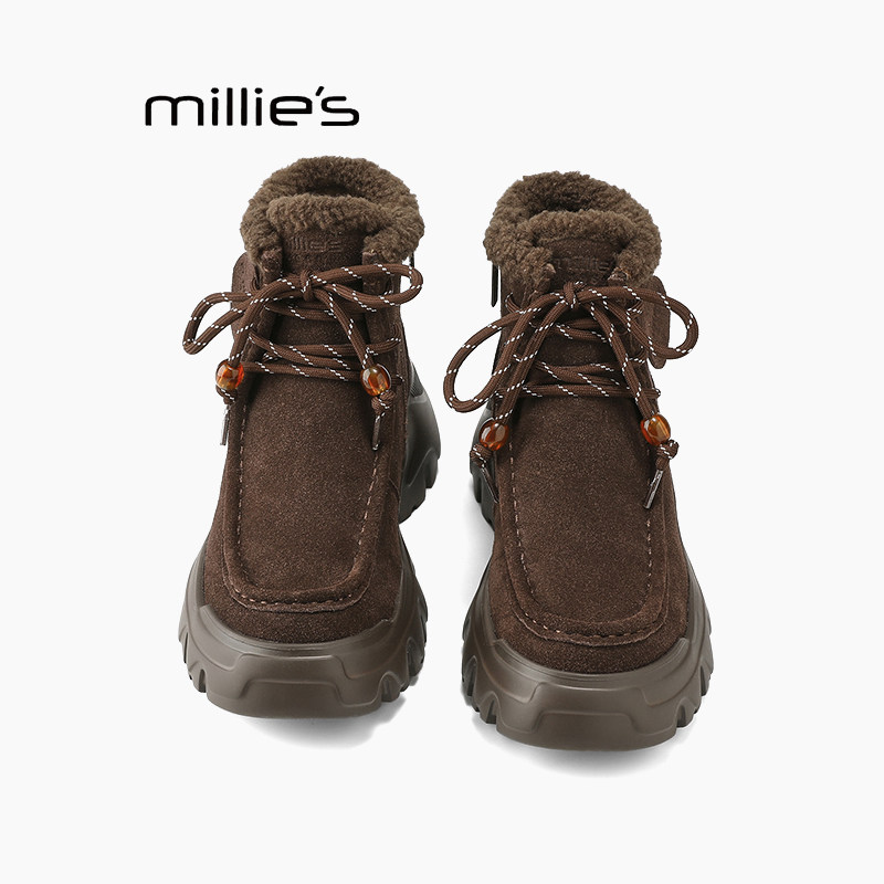 MILLIE'S/妙丽雪地靴冬季加绒保暖二棉鞋冬天厚底高帮休闲勃肯鞋Z
