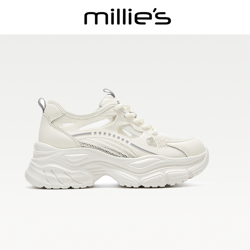 MILLIE'S/妙丽2025款透气网鞋镂空老爹运动凉鞋女厚底休闲百搭CZ,女鞋,老爹鞋,淘宝优惠券,粉丝福利购,淘宝优惠卷
