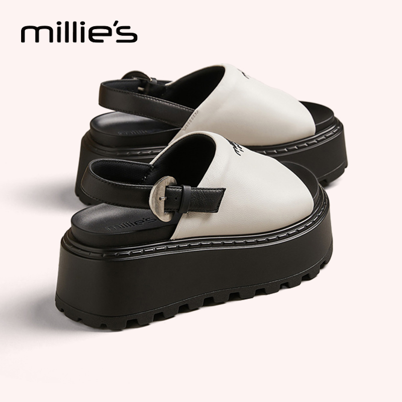 MILLIE'S/妙丽真皮厚底沙滩鞋