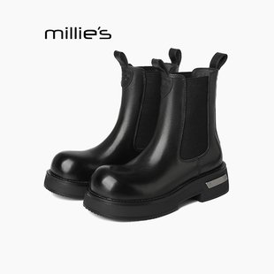 增高烟筒靴女鞋 妙丽美拉德切尔西靴百搭2025秋新款 短靴Z MILLIE