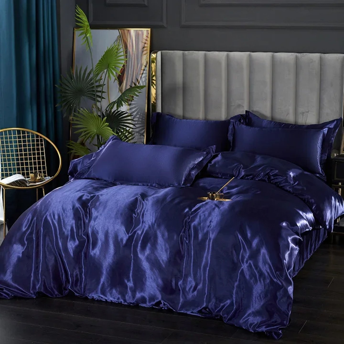 Silk Bedding Set with Duvet Cover Bed Sheet Pillowcase Luxu